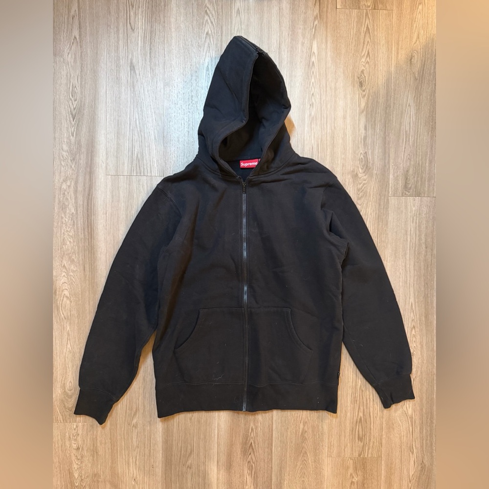 Supreme Black Embroidered Hoodie Size L